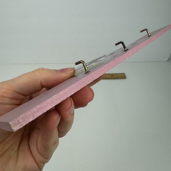 Vtg Thin Wood Cow Sunflower Pink Purple Wall Key Holder Lightweight Hooks READ - Picture 7 of 12